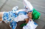 cosplay detached_sleeves green_hair kochiya_sanae lenfried miniskirt skirt socks touhou rating:Safe score:0 user:nil!