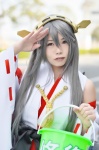 cosplay detached_sleeves hairband haruna_(kantai_collection) kantai_collection kimono miko pleated_skirt silver_hair skirt yui_(ii) rating:Safe score:0 user:nil!