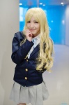 blazer blonde_hair blouse chamaro cosplay k-on! kotobuki_tsumugi pantyhose pleated_skirt school_uniform skirt rating:Safe score:0 user:nil!