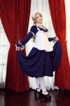 apron asazumi_yuumi blonde_hair choker cosplay dress dress_lift hairband holly maid maid_uniform thighhighs wataridori_ni_yadorigi_wo rating:Safe score:0 user:nil!