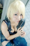 aya_brea blonde_hair cleavage cosplay gun jeans makiron parasite_eve the_3rd_birthday torn_clothes vest rating:Safe score:2 user:nil!
