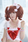 cosplay croptop hairbows idolmaster_2 red_hair takatsuki_yayoi twintails yukimura_suzuran rating:Safe score:2 user:nil!