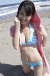 beach bikini cleavage hoodie maeda_atsuko matsuyasumi_no_kiseki ocean striped swimsuit rating:Safe score:0 user:nil!
