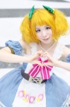 <3 aikatsu! apron blonde_hair cosplay dress hairbows nariko saegusa_kii twintails rating:Safe score:0 user:nil!