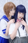 blouse blue_hair cosplay furude_rika higurashi_no_naku_koro_ni nayu pleated_skirt ryuuguu_rena sailor_uniform satou school_uniform skirt suspenders rating:Safe score:1 user:nil!