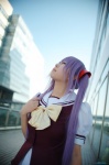 cosplay natsume_megumi pleated_skirt primula purple_hair sailor_uniform school_uniform shuffle! skirt twintails vest rating:Safe score:1 user:nil!