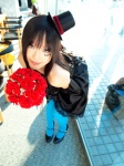 akiyama_mio bouquet cosplay gown kipi k-on! one_elbow_glove pantyhose striped top_hat rating:Safe score:1 user:nil!