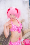 bikini_top cleavage cosplay hair_ribbons kaname_madoka mashiro_yuki miniskirt pink_hair puella_magi_madoka_magica skirt swimsuit twintails rating:Safe score:1 user:nil!