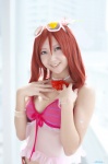 bikini_top choker cosplay love_live!_school_idol_project miniskirt nishikino_maki red_hair ririka skirt sunglasses swimsuit rating:Safe score:0 user:nil!
