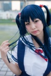 blouse blue_hair clannad cosplay hair_ties hiiragi_haruka ichinose_kotomi jumper ribbon_tie twintails rating:Safe score:0 user:pixymisa