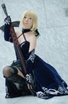 blonde_hair boots cosplay detached_sleeves fate/series fate/stay_night halter_top maropapi saber_alter skirt sword thighhighs rating:Safe score:0 user:nil!