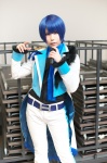 blazer blue_hair cosplay crossplay dress_shirt kaito kanato_akira microphone tagme_song tie trousers vocaloid rating:Safe score:0 user:nil!