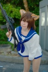 animal_ears cosplay gun mari_hinano miyafuji_yoshika pantyhose rifle sailor_uniform school_uniform strike_witches rating:Safe score:0 user:c0rtana