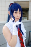 blue_hair cosplay gloves kawashima_ami kazuha ponytail sleeveless_blouse tie toradora! rating:Safe score:0 user:nil!