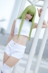 cc code_geass cosplay croptop green_hair midriff pantyhose shirayuki_himeno shorts thighhighs rating:Safe score:2 user:nil!