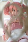 animal_ears apron bunny_ears cosplay dress inu_boku_secret_service kurosaki_shihomu maid maid_uniform pink_hair roromiya_karuta twintails rating:Safe score:0 user:nil!