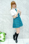ahoge akizuki_ritsuko blouse chippi cosplay glasses idolmaster kneesocks pleated_skirt school_uniform skirt tie twin_braids rating:Safe score:0 user:nil!