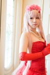 cinnamon_roll_(vocaloid) corset cosplay elbow_gloves gloves hairbow megurine_luka pink_hair roses skirt vocaloid yomogi_yue rating:Safe score:2 user:xkaras