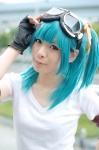 blue_hair bulma cosplay dragonball goggles seta_kichou tshirt twintails rating:Safe score:1 user:nil!