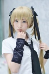 blonde_hair blouse choker cosplay dead_or_alive futon_(mod) hair_ribbons marie_rose school_uniform tie twintails rating:Safe score:0 user:nil!