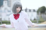 blouse cardigan cosplay makise_anji original school_uniform silver_hair rating:Safe score:0 user:xkaras