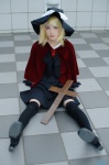 blonde_hair blouse chamaro cosplay cross elbow_gloves gloves hair_clips kagamine_rin pleated_skirt shawl skirt thighhighs trick_and_treat_(vocaloid) vocaloid witch_hat zettai_ryouiki rating:Safe score:3 user:nil!
