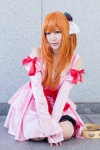 asahina_mikuru bows cosplay dress garters hairbow kneesocks narihara_riku red_hair suzumiya_haruhi_no_shoushitsu tambourine rating:Safe score:0 user:pixymisa