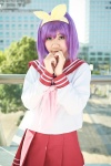 cosplay hairbow hiiragi_tsukasa lucky_star purple_hair rindou_sana sailor_uniform school_uniform rating:Safe score:0 user:nil!