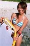 beach bikini bodyboard cleavage kamata_natsumi ocean ponytail side-tie_bikini striped swimsuit wet ys_web_227 rating:Safe score:0 user:nil!