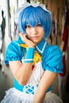 apron ayanami_rei blue_hair bowtie collar cosplay dress hairband maid maid_uniform neon_genesis_evangelion wristband yucchi rating:Safe score:1 user:pixymisa