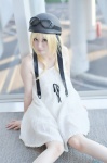 azami bakemonogatari blonde_hair cosplay dress goggles helmet nisemonogatari oshino_shinobu rating:Safe score:0 user:nil!