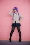 blouse cardigan cosplay glasses pantyhose pleated_skirt purple_hair school_uniform skirt tagme_character tagme_series tie twin_braids unoki_kagami rating:Safe score:7 user:nil!