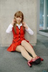 akb48 blouse cosplay kojima_haruna_(cosplay) nanamo pantyhose pleated_skirt sheer_legwear skirt vest rating:Safe score:1 user:nil!