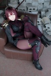 bodysuit bra cleavage cosplay fate/grand_order panties purple_hair saku scathach_(fate/grand_order) shadow_queen spear rating:Safe score:0 user:nil!