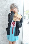book cardigan cosplay ibara miniskirt nagato_yuki pleated_skirt sailor_uniform school_uniform silver_hair skirt suzumiya_haruhi_no_yuuutsu rating:Safe score:0 user:nil!
