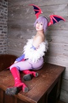 ass bodysuit boots cosplay detached_sleeves head_wings lilith_aensland pantyhose purple_hair tamashi_no_mayoigo vampire_(game) wings yuuki_sayo rating:Safe score:3 user:nil!