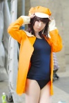 bakemonogatari cosplay hat jacket pantyhose school_swimsuit sengoku_nadeko sheer_legwear shigu swimsuit rating:Safe score:1 user:nil!