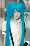 aqua_hair blouse cosplay hatsune_miku like_a_rolling_star_(vocaloid) shorts skirt suspenders tatsuki_(ii) tie twintails vocaloid rating:Safe score:0 user:nil!