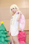 blonde_hair cosplay futaba_anzu idolmaster shio_(ii) shorts stuffed_animal tshirt twintails rating:Safe score:0 user:nil!