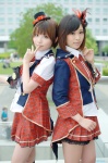 akb48 blouse boots cosplay endou_sora hairbow hinomura_uta jacket kneesocks maeda_atsuko_(cosplay) miniskirt shinoda_mariko_(cosplay) skirt top_hat vest rating:Safe score:0 user:nil!