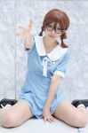 aopi cosplay glasses hirasawa_yui kneesocks k-on! pantyhose sailor_dress sheer_legwear twin_braids rating:Safe score:1 user:nil!