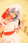 bed blue_hair cosplay dress hat remilia_scarlet shizuku socks touhou touhou_muge_youji wings rating:Safe score:0 user:nil!
