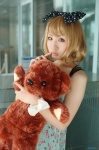 blonde_hair chemise cosplay hairbow lingerie original raiko stuffed_animal teddy_bear rating:Safe score:0 user:nil!
