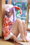 animal_ears barefoot bunny_ears cosplay enako panties purple_hair reisen_udongein_inaba robe touhou rating:Safe score:11 user:nil!