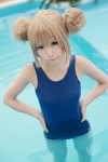 aisaka_taiga blonde_hair cosplay hair_buns kurasaka_kururu pool school_swimsuit swimsuit toradora! wet rating:Safe score:4 user:nil!