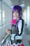 aquarion_evol blouse bowtie cosplay hairbow pleated_skirt purple_hair skirt soubi_zero suzushiro_mikono vest rating:Safe score:2 user:pixymisa