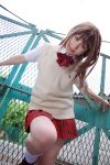blouse cosplay ikkitousen kohinata_rei loose_socks miniskirt plaid pleated_skirt school_uniform skirt socks sonsaku_hakufu sweater_vest rating:Safe score:0 user:nil!