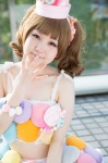 cosplay croptop hat idolmaster nina_(ii) skirt takatsuki_yayoi twintails wristband rating:Safe score:0 user:pixymisa