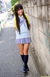 backpack blouse dgc_0875 kawahara_minori kneesocks pleated_skirt school_uniform skirt sweater_vest rating:Safe score:3 user:nil!