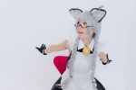 ahoge animal_ears apron cat_ears cosplay dress glasses gloves haiyore!_nyaruko-san kurasaka_kururu maid maid_uniform nyaruko silver_hair twin_braids rating:Safe score:0 user:nil!